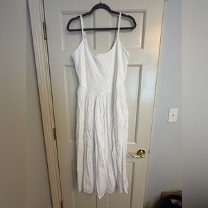 aerie White Spaghetti-Strap Maxi Dress